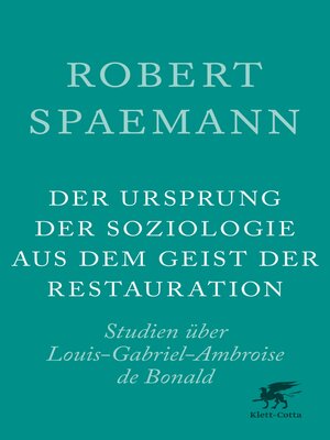 cover image of Der Ursprung der Soziologie aus dem Geist der Restauration